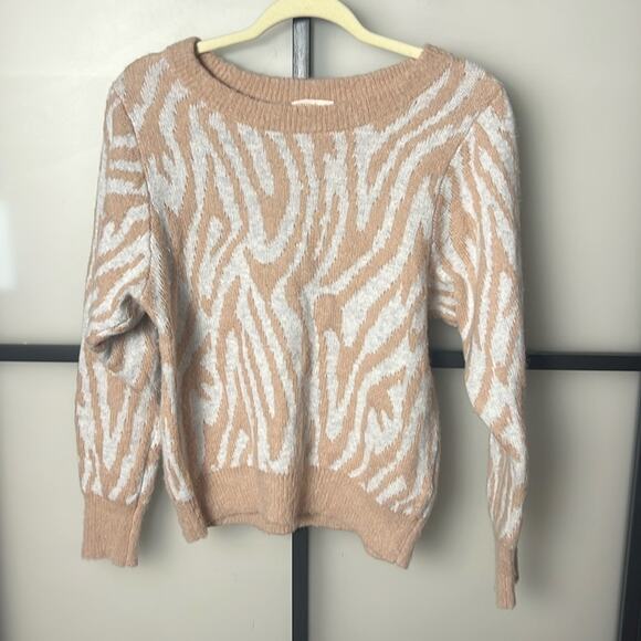 Rebecca Taylor Zebra Print Merino Wool Blend Sweater Size Small - Picture 1 of 5